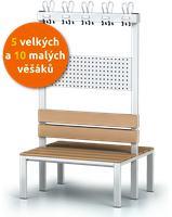 Oboustranná šatní lavice s věšáky (5 velkých a 10 malých)