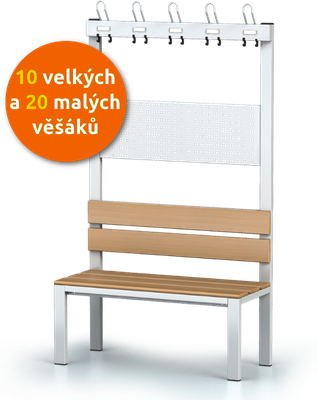 Šatní lavice s věšáky (10 velkých a 20 malých)