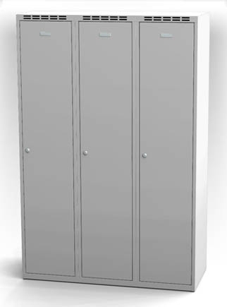 Šatní skříňka Aldop - dvouplášťové dveře, šířka / počet oddělení: 400 mm / 3 - náhled