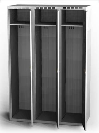 Šatní skříňka Aldop - dvouplášťové dveře, šířka / počet oddělení: 400 mm / 3 - náhled