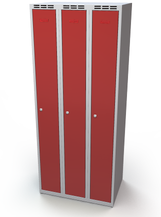 Odolná šatní skříňka Aldur 1 - dvouplášťové dveře, šířka / počet oddělení: 250 mm / 3