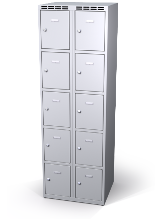 Šatní skříňka s boxy Aldop - dvouplášťové dveře, 10 boxů (2 oddělení) - náhled