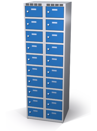 Šatní skříňka s boxy Alsin - jednoplášťové dveře, 20 boxů (2 oddělení)