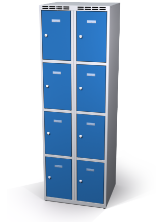 Šatní skříňka s boxy Alsin - jednoplášťové dveře, 8 boxů (2 oddělení)