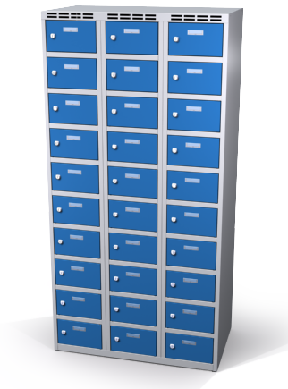 Šatní skříňka s boxy Alsin - jednoplášťové dveře, 30 boxů (2 oddělení)