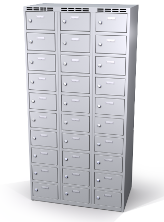 Šatní skříňka s boxy Alsin - jednoplášťové dveře, 30 boxů (2 oddělení) - náhled